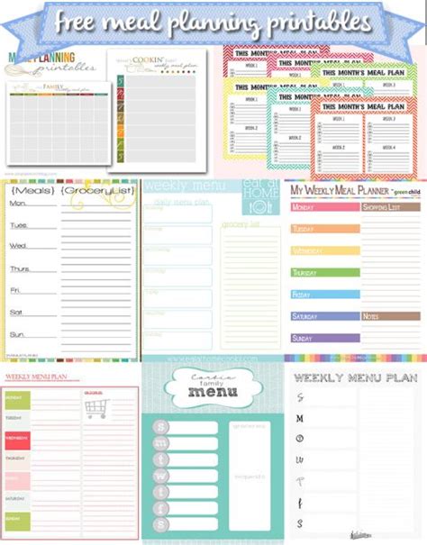 great  meal planning printables  meal planning printables