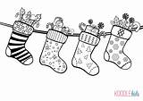 Christmas Socks Drawing Coloring Drawings Paintingvalley Colouring sketch template