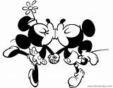 Mickey Minnie Coloring Mouse Kissing Pages Tv Disneyclips Series sketch template
