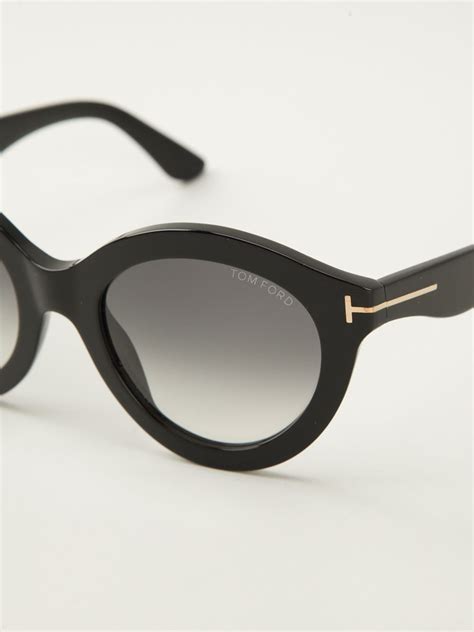 tom ford round frame sunglasses in black lyst