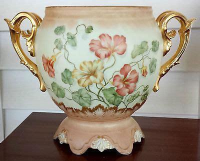 antique limoges jardiniere bawo dotter  mark  hand painted nasturtiums