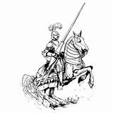 Drawing Ridders Guerreros Equestrian Medievales Flag Cavaliere Medival Lancelot Ridder Colorare Disegni sketch template