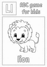 Lion Coloring Abc Letter Premium Alphabet Character Cartoon Game Kids Vector sketch template