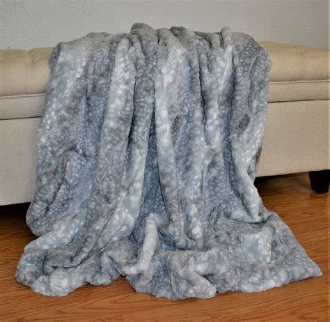 Adult Minky Blanket Silver Faux Fawn Blanket Throw Faux