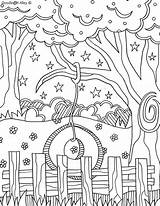 Coloring Pages Summer Doodle Time Printable Daylight Alley Summertime Savings Fun Kids Tire Swing Backyard Color Print Sheets Family Beach sketch template