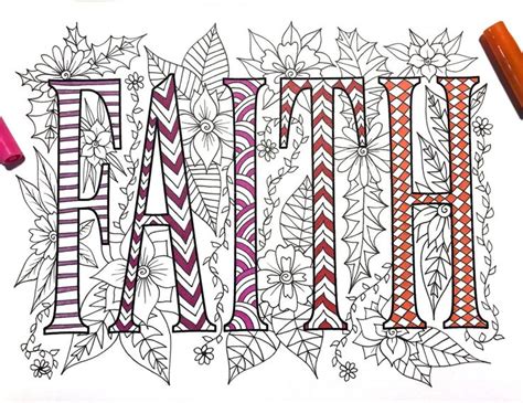 faith  coloring page etsy   cool coloring pages zentangle