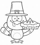 Thanksgiving Coloring Turkey Pie Cute Pilgrim Holding Pages Printable Funny Color Kids Looking Print sketch template