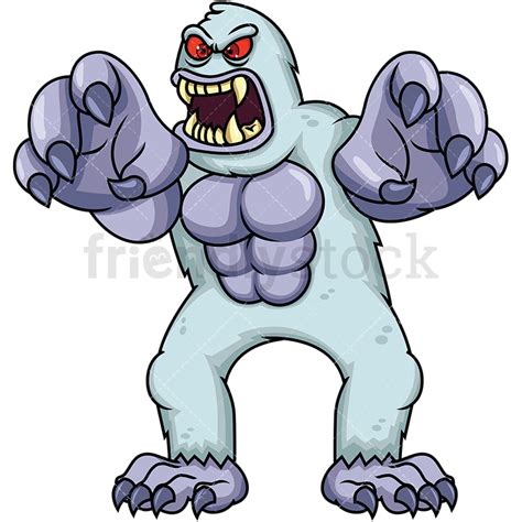 big angry yeti monster cartoon vector clipart friendlystock