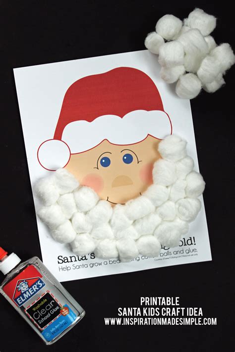printable santa cotton ball beard