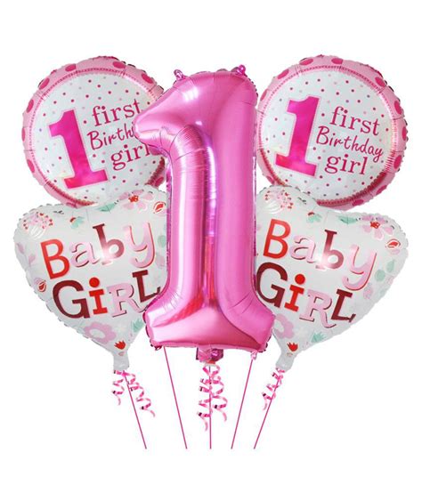 happy birthday st birthday balloons pink baby girl mylar foil