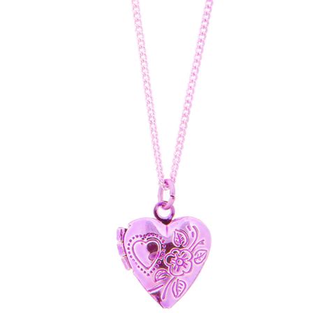 kids pink heart locket pendant necklace claires