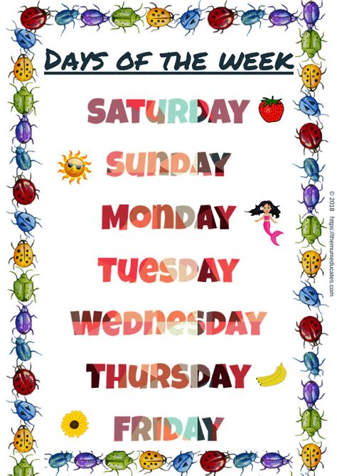 colourful days   week poster  mum educates