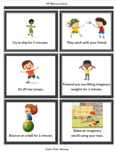 movement cards  kids exercise activities  kids fun etsy