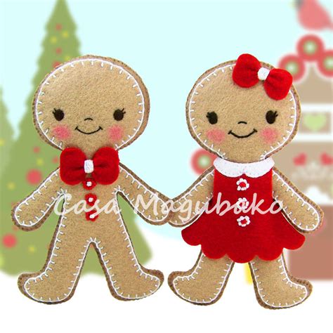 gingerbread boy girl ornament digital sewing pattern diy  file