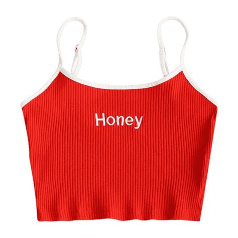 ribbed cropped honey embroidered tank top 13 liked on polyvore