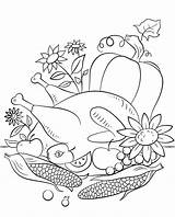 Thanksgiving Coloring Foods Pages Printable Food sketch template