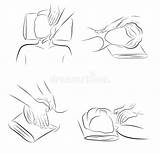 Movimientos Massaggio Movimenti Cuello Posizione Collo Vettore Delle Masaje Ilustración Vectores sketch template