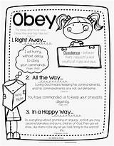 Obey Obedience Children Kids Bible School Parents Way Sunday Right Away Happy Coloring God Teaching Obeying Lessons Heart Crafts Whit sketch template
