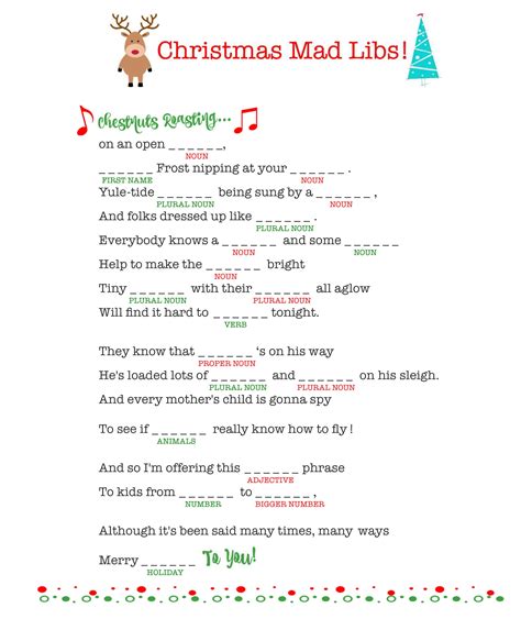 printable christmas song mad libs printable form templates