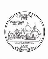 Coloring Virginia Quarter State Jamestown Pages Godspeed Printables States Worksheets Constant Discovery Susan Va Print Usa Drawings Go Settlement Designlooter sketch template