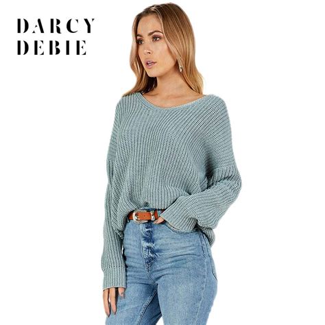 Darcydebie Sexy Back Cross Sweater Lace Up Knitting Sweater Hollow Out