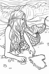 Mermaid Coloring Adults Pages Kids Book Colouring Mermaids Adult Printable Realistic Sheets Detailed Siren Print Fantasy Fairy Ausmalen Grown Mandala sketch template