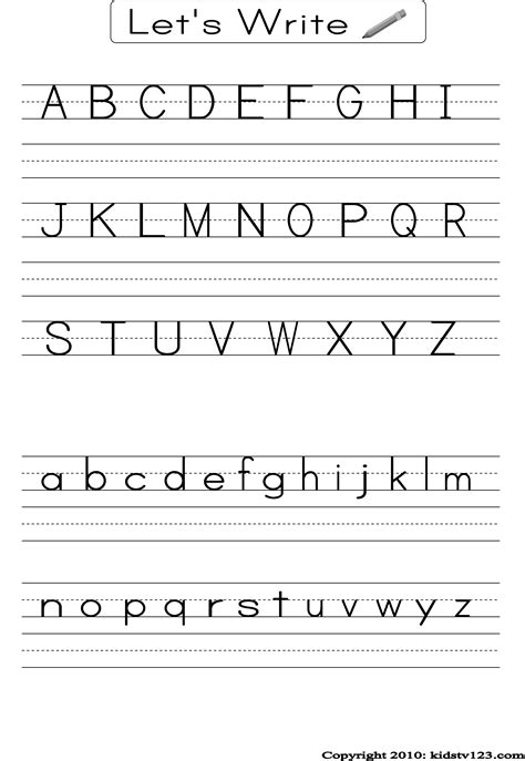 kidstvcom alphabet worksheets alphabet writing practice writing
