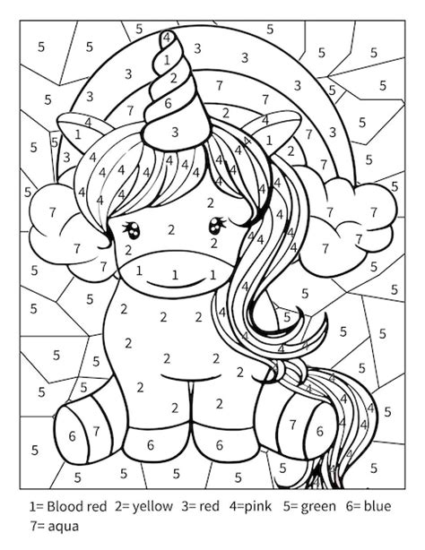 premium vector unicorn color  number coloring page