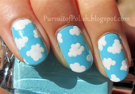 pursuit  polish ez pz fluffy clouds nail art