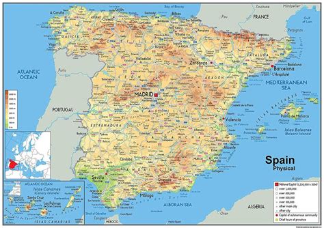 geografische kaart van spanje topografie en fysieke kenmerken van spanje