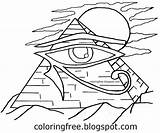 Egyptian Coloring Drawing Egypt Pages Eye Printable Horus Kids Color Pyramid Cat Easy Ancient Draw Tutankhamun Teenagers Giza Getdrawings Cartoon sketch template