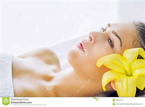 young woman enjoying  spa   stock image image