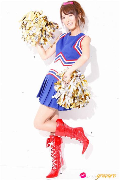 Spunky Gravure Idol Jumping Up And Down As A Cheerleader