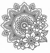 Mandala Flower Henna Coloring Pages Tattoo Pattern Choose Board Stencils Colour sketch template