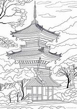 Tempel Japoneses Japonais Japanischer Paisajes Favoreads Malvorlagen Japan Ausmalbilder Japanische Coloriages Pagoda Chinese раскраски Buddhist Apprendre Colouring Ausmalen Japonaise Zeichnen sketch template