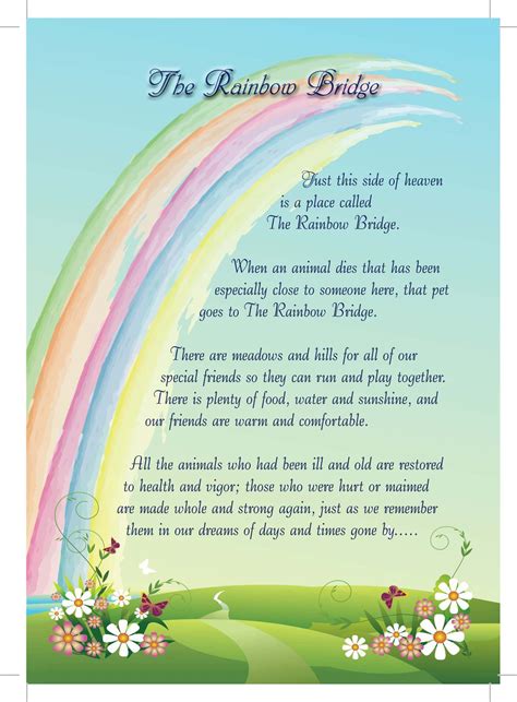 rainbow bridge poem printable printable gardening guidebook