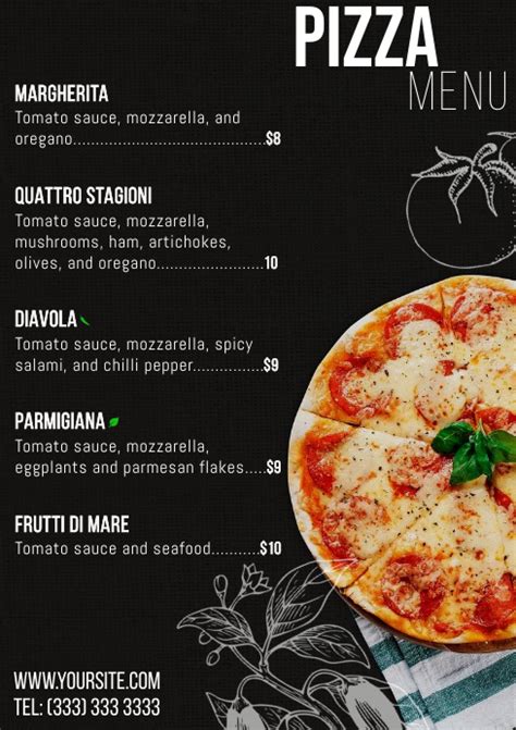 pizza menu table  card  template postermywall