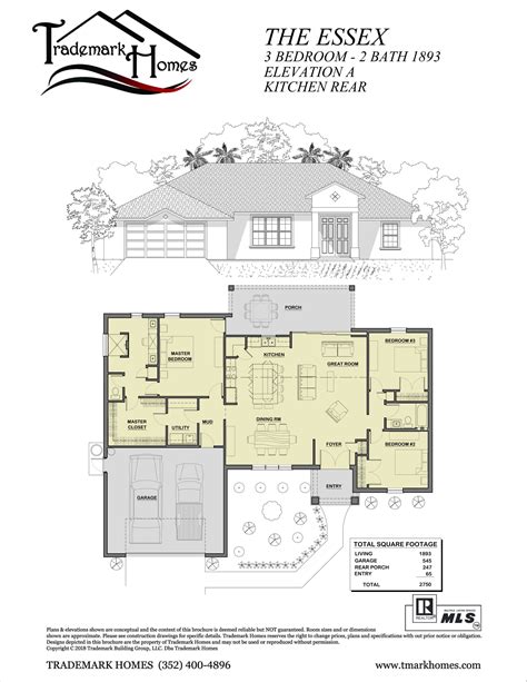 essex model home floor plan trademark homes citrus county pine ridge citrus hills sugarmill