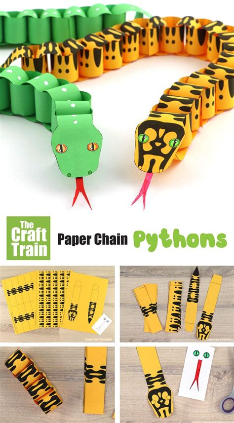 printable paper chain snake template printable templates