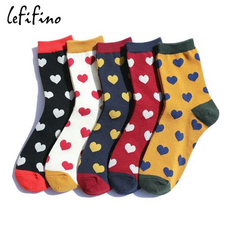 women cute cotton heart socks patchwork colorful fancy cozy sock