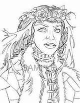 Druid Woman sketch template