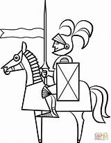 Knight Horse Coloring Pages Cartoon Drawing Medieval Printable King Knights Middle Ages Horseback Times Supercoloring Kids Castle sketch template