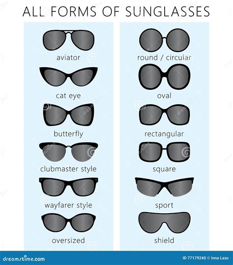 all forms of sunglasses stock vector illustration of collection 77179240