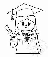 Graduation Girl Little Preschool Coloring Kindergarten Printable Coloringpage Eu sketch template