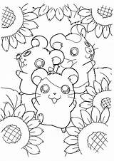 Hamster Coloring Pages Hamtaro Hamsters Sunflower Kids Cute Printable Kawaii Colouring Color Anime Cartoon Series Picgifs Bestcoloringpagesforkids Pet Flower Tv sketch template