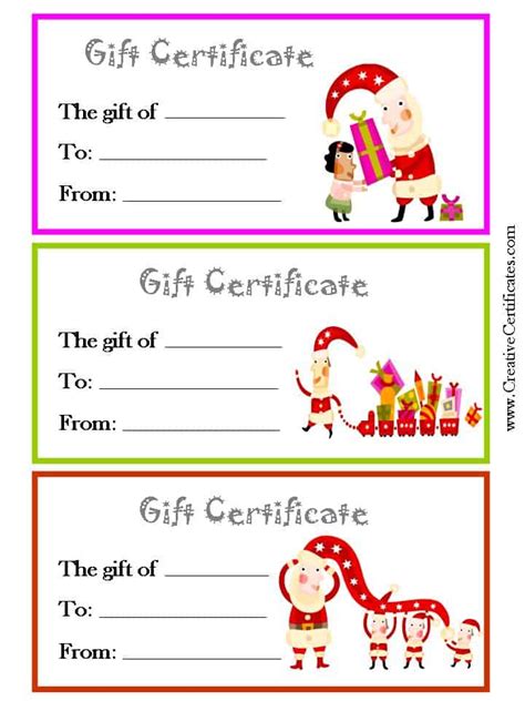 printable christmas gift certificate  calendar template site