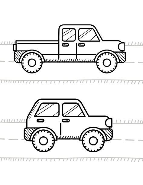 coloring pages trucks  cars illustrations royalty  vector