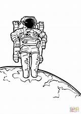 Space Coloring Astronaut Outer Popular sketch template