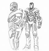 Coloring War Pages Machine Iron Man sketch template