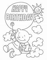 Birthday Coloring Happy Pages Grandma Printable Cards Wishes Print Balloon Brother Grandpa Card Color Kids Book Clipart Sheets Balloons Woman sketch template